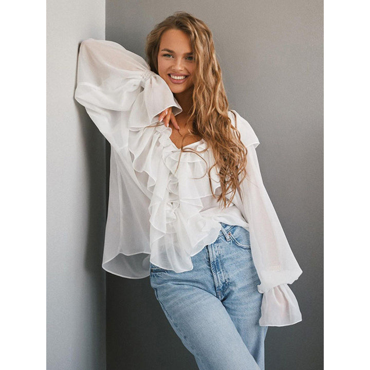 Damer Luftig Volangblus i Chiffon med Oversize-snitt Mirla-Eva Jonsson