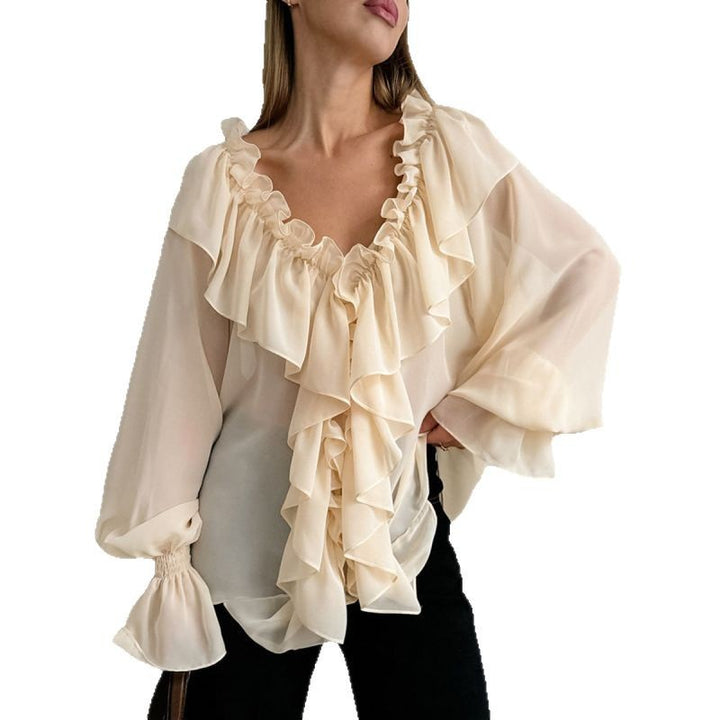 Damer Luftig Volangblus i Chiffon med Oversize-snitt Mirla-Eva Jonsson