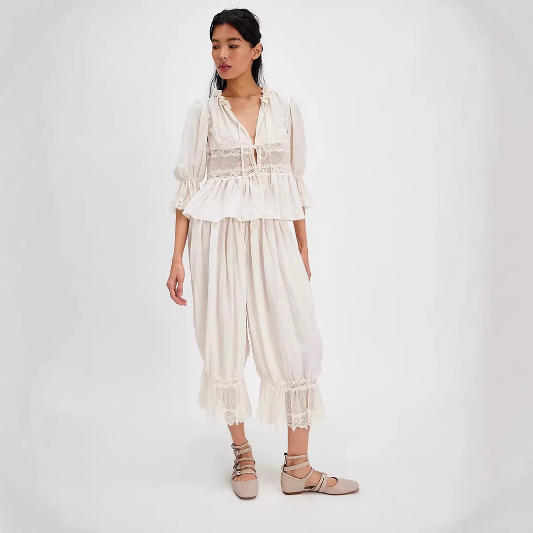Damer Luftig och elegant Culotte med spetsdekoration Mirla-Eva Jonsson