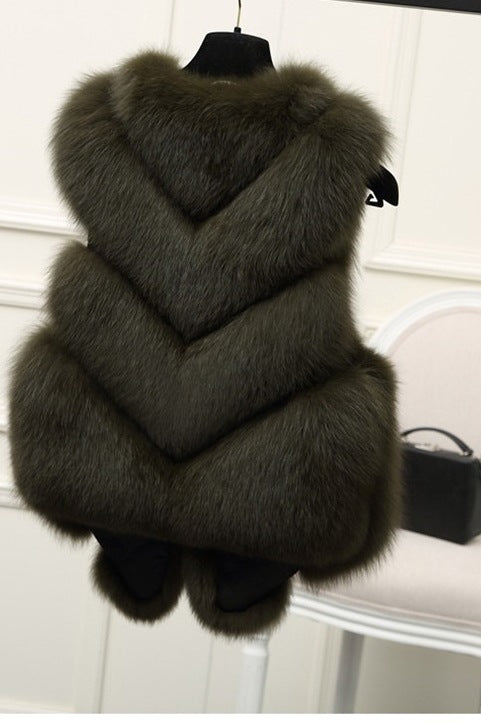 Damer Lyx Konstpäls Väst med voluminösa Detaljer Mirla-Eva Jonsson