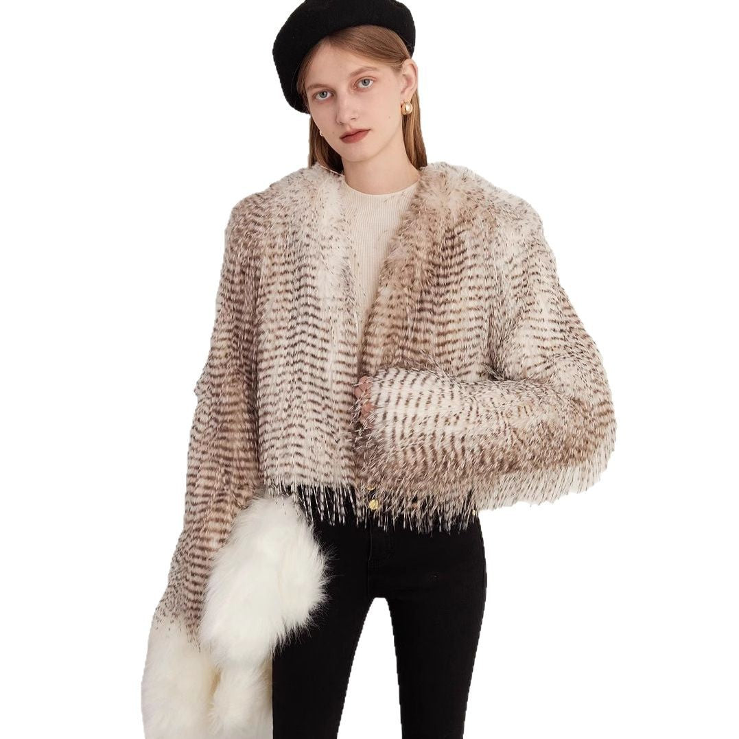 Damer Lyxig Couture-Kort jacka i konstpäls med detaljerad struktur Mirla-Eva Jonsson