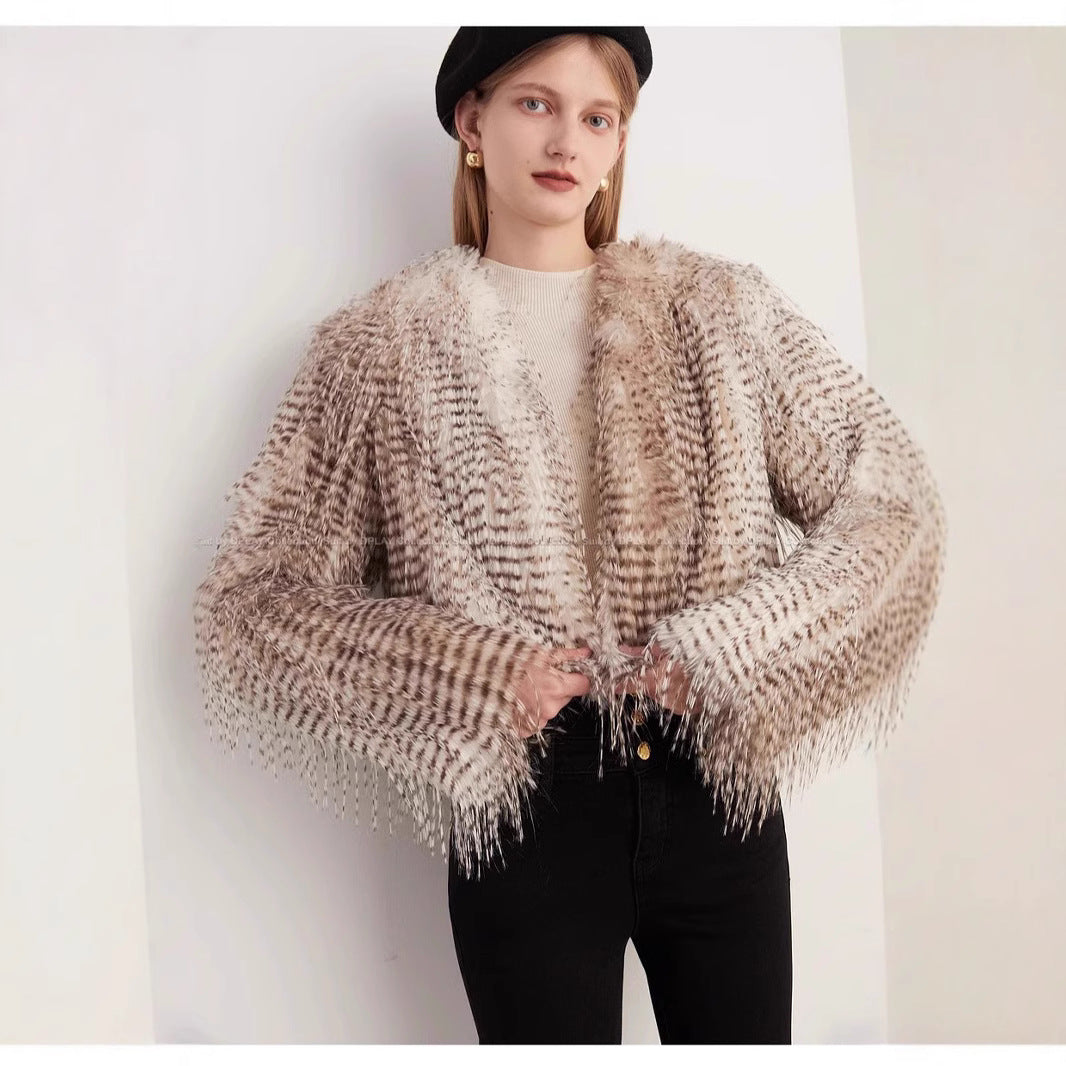 Damer Lyxig Couture-Kort jacka i konstpäls med detaljerad struktur Mirla-Eva Jonsson