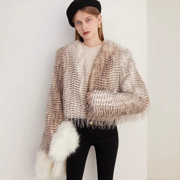 Damer Lyxig Couture-Kort jacka i konstpäls med detaljerad struktur Mirla-Eva Jonsson