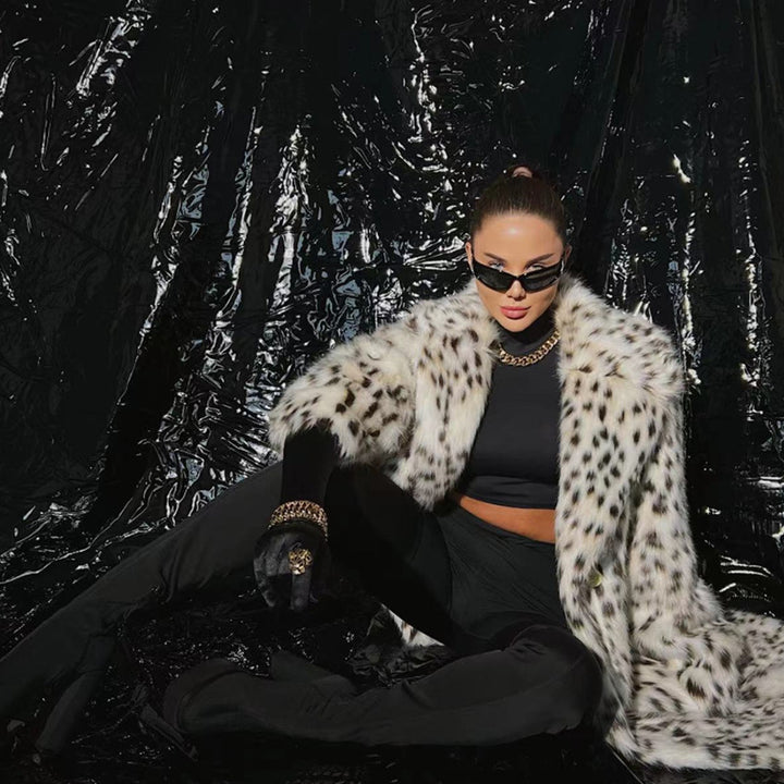 Damer Lyxig Konstpälsrock med leopardmönster Eva Jonsson-Eva Jonsson