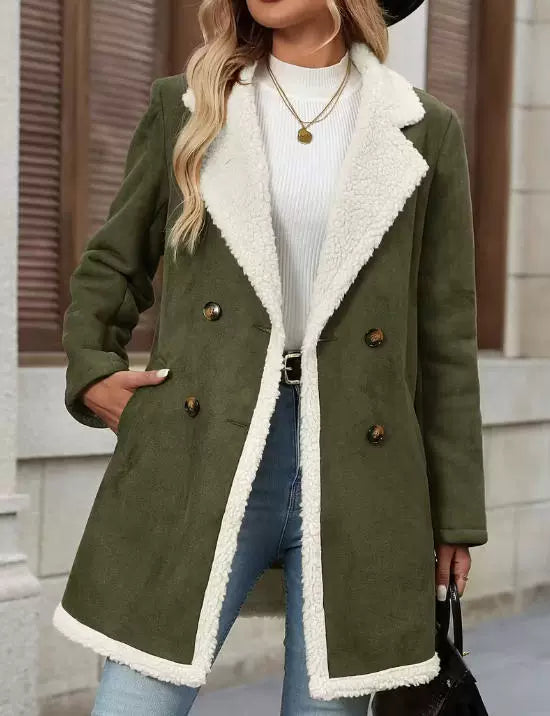 Damer Lyxig Teddyjacka med dubbel knäppning och eleganta applikationer Mirla-Eva Jonsson