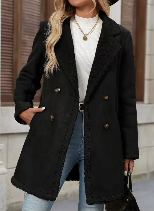 Damer Lyxig Teddyjacka med dubbel knäppning och eleganta applikationer Mirla-Eva Jonsson