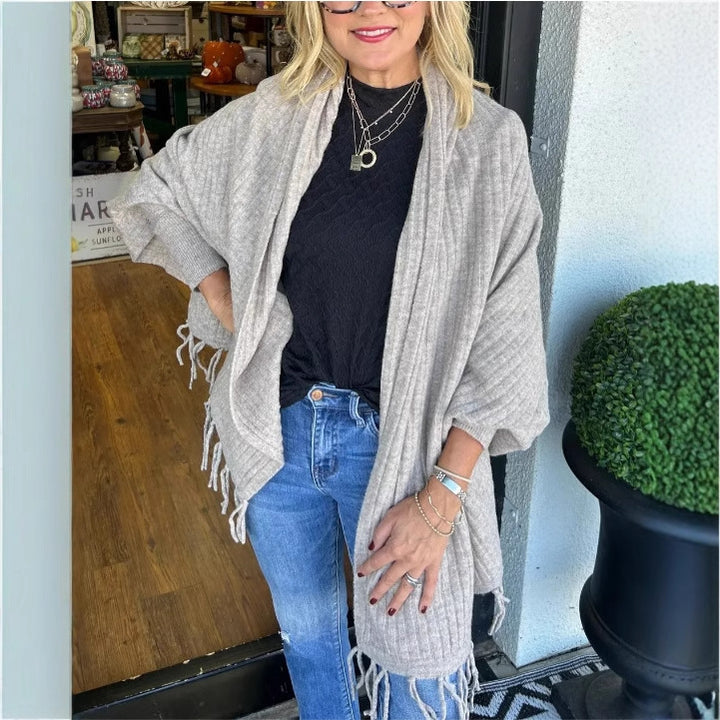 Damer Mångsidig Poncho med Fransar Eva Jonsson-Eva Jonsson