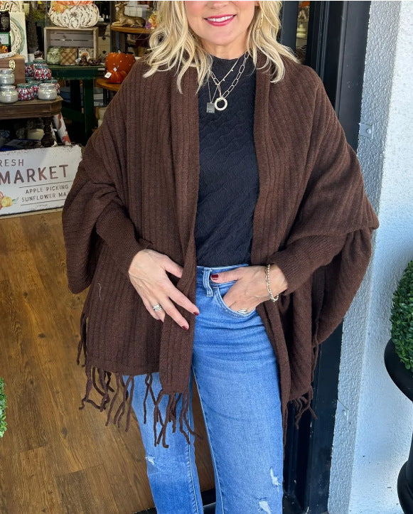 Damer Mångsidig Poncho med Fransar Mirla-Eva Jonsson