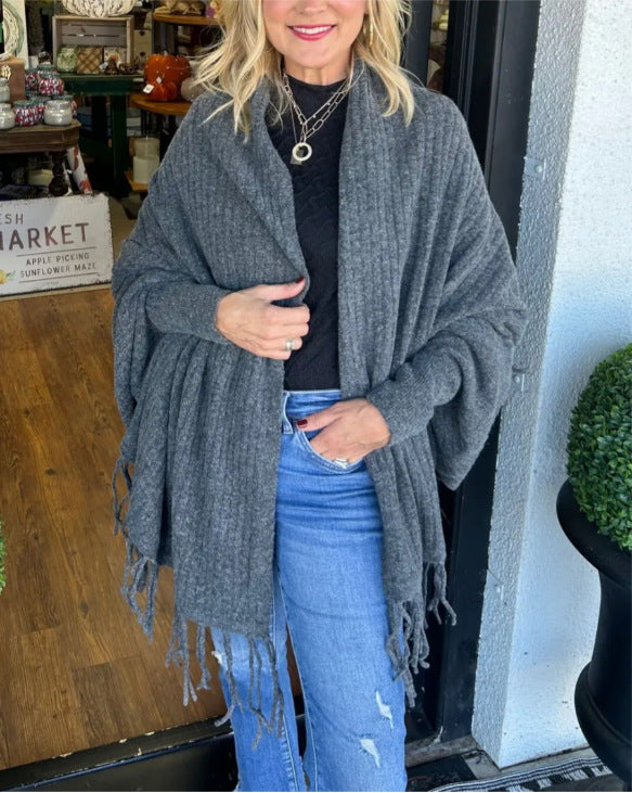 Damer Mångsidig Poncho med Fransar Mirla-Eva Jonsson