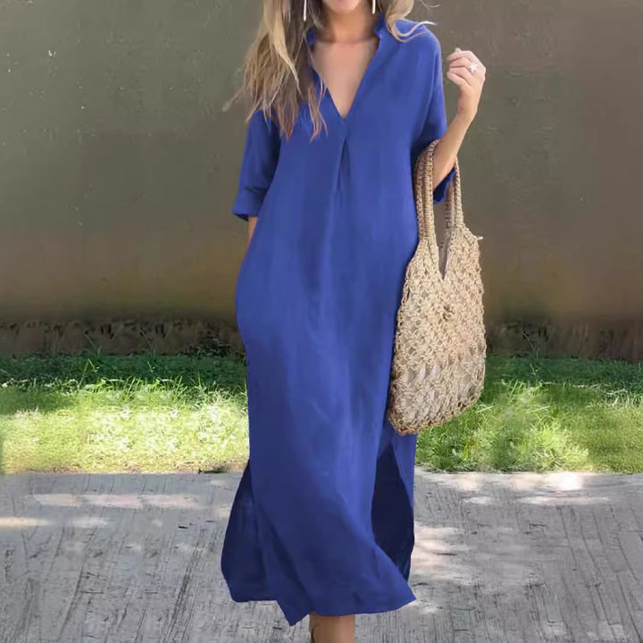 Damer Maxi-kjol med elegant V-ringning och avslappnade ärmar Eva Jonsson-Eva Jonsson