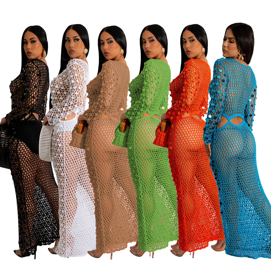 Damer Maxi-klänning i transparent virkmaterial med cut-out-detaljer Mirla-Eva Jonsson