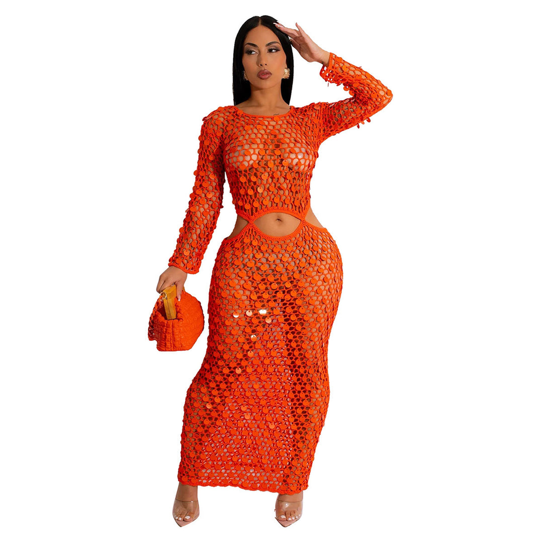 Damer Maxi-klänning i transparent virkmaterial med cut-out-detaljer Mirla-Eva Jonsson
