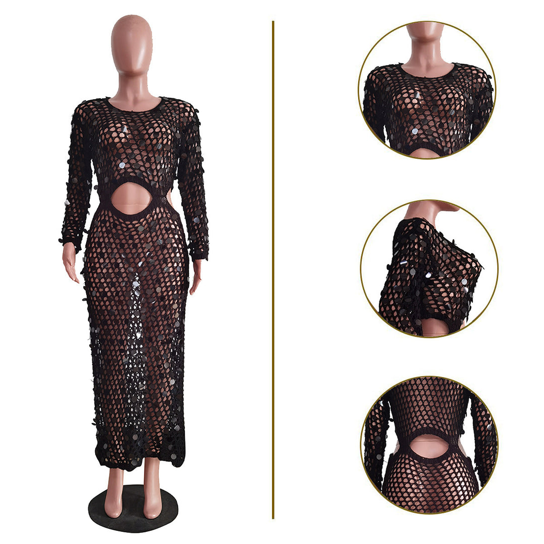 Damer Maxi-klänning i transparent virkmaterial med cut-out-detaljer Mirla-Eva Jonsson