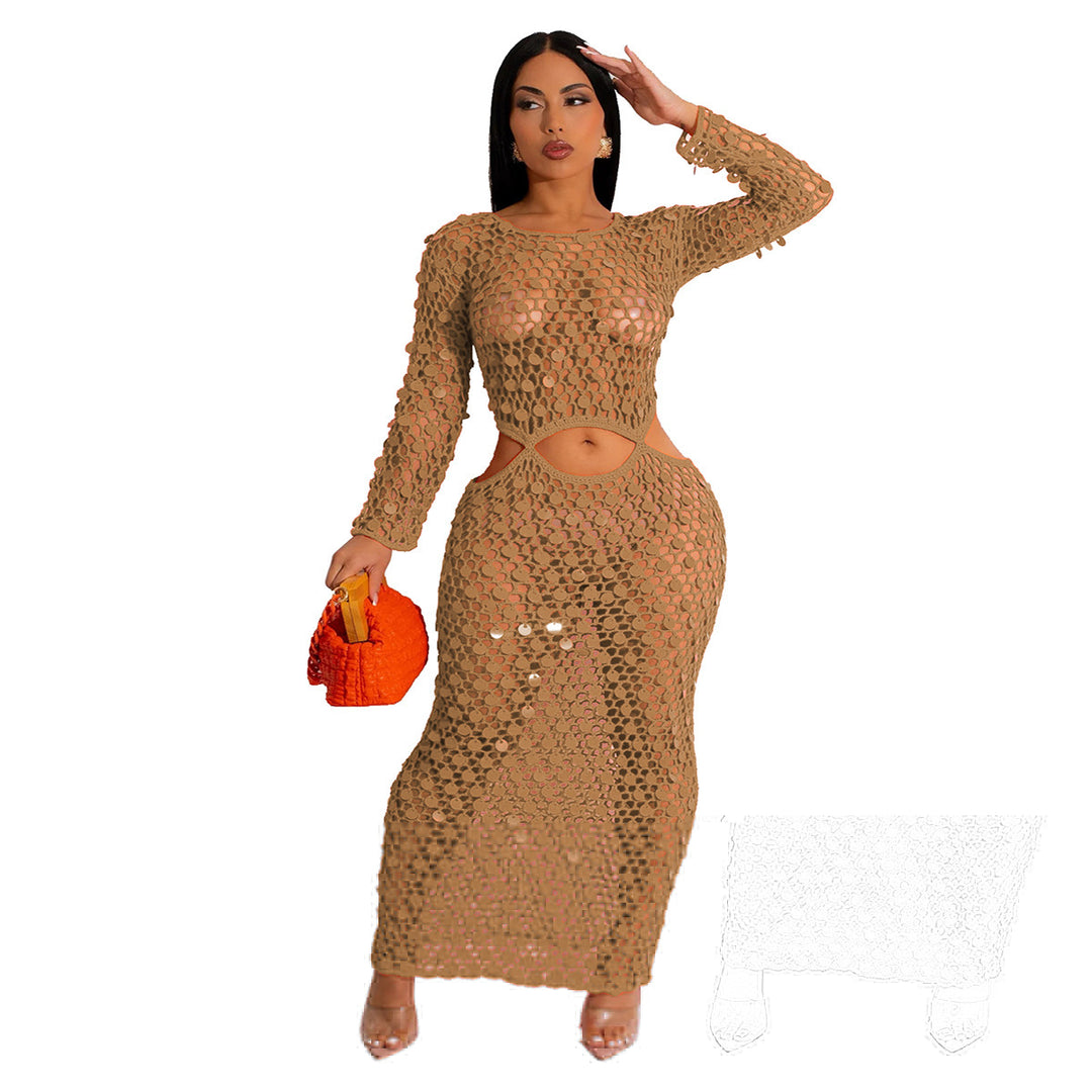 Damer Maxi-klänning i transparent virkmaterial med cut-out-detaljer Mirla-Eva Jonsson