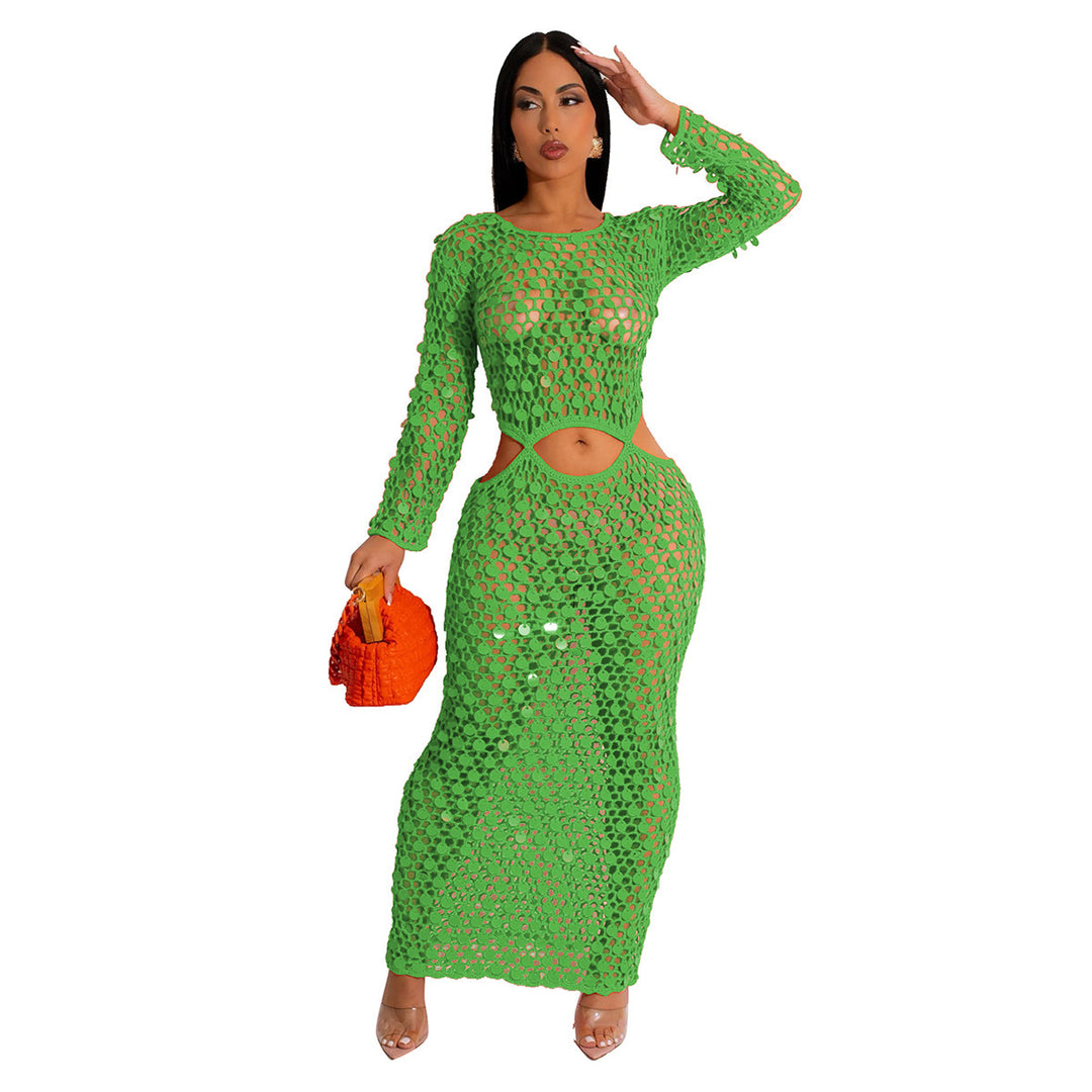 Damer Maxi-klänning i transparent virkmaterial med cut-out-detaljer Mirla-Eva Jonsson
