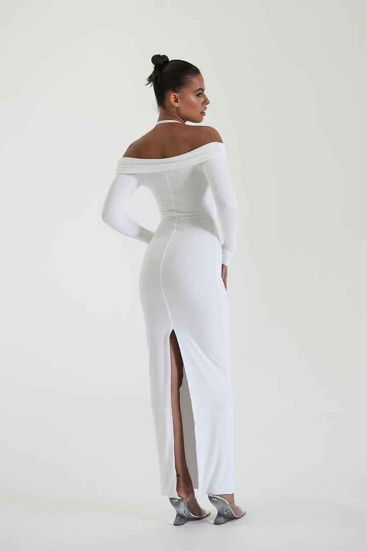 Damer Maxi-klänning med Off-Shoulder-design och elegant slits Mirla-Eva Jonsson