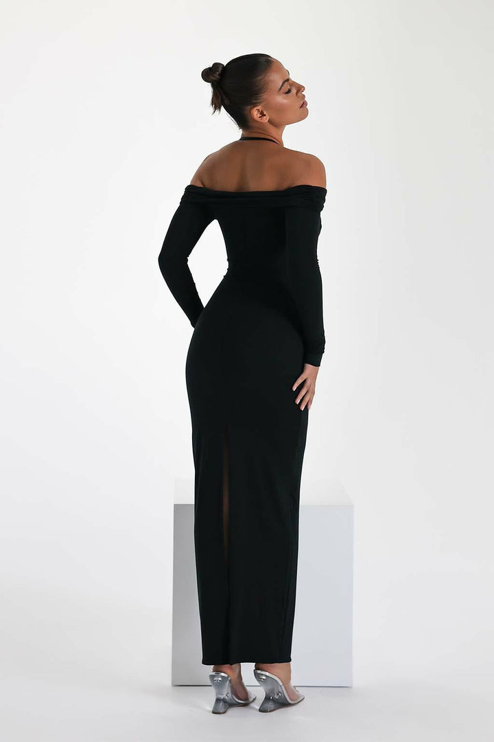 Damer Maxi-klänning med Off-Shoulder-design och elegant slits Mirla-Eva Jonsson