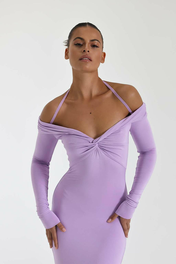 Damer Maxi-klänning med Off-Shoulder-design och elegant slits Mirla-Eva Jonsson