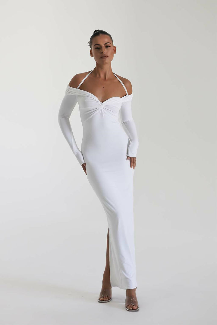 Damer Maxi-klänning med Off-Shoulder-design och elegant slits Mirla-Eva Jonsson