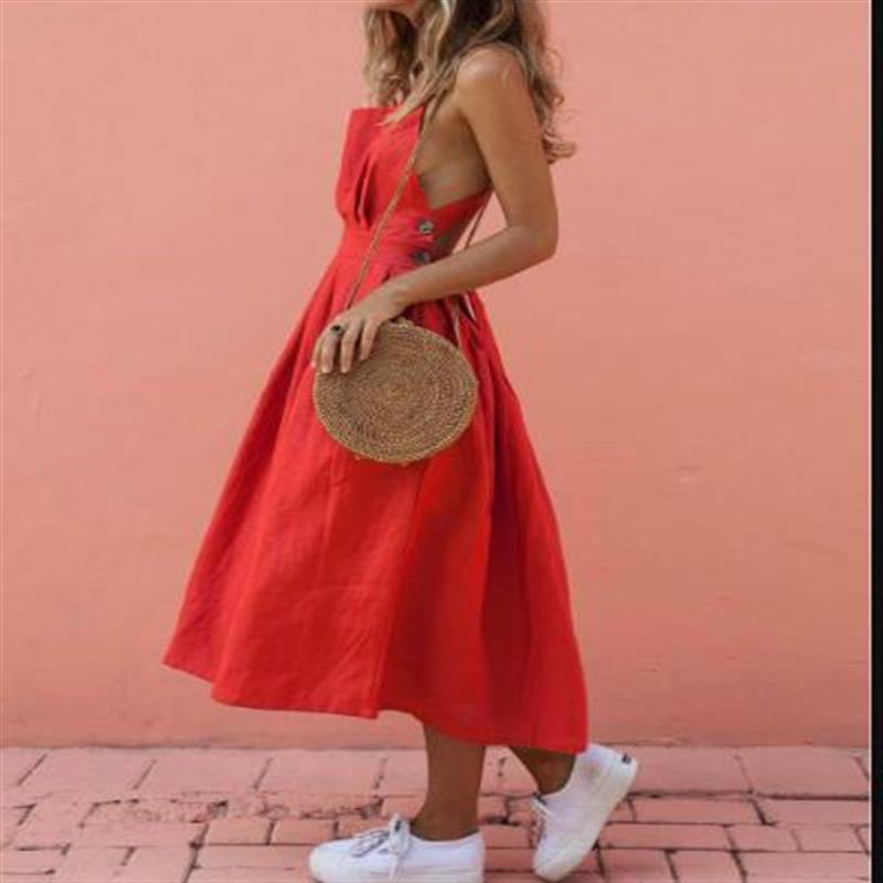 Damer Maxi-klänning med axelbar design och sidofickor Mirla-Eva Jonsson