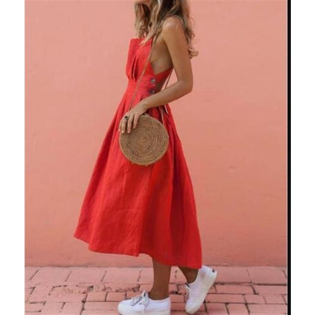 Damer Maxi-klänning med axelbar design och sidofickor Mirla-Eva Jonsson