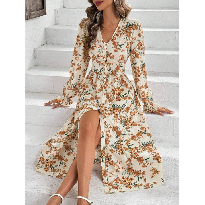 Damer Maxi-klänning med blommönster och långa ärmar Mirla-Eva Jonsson