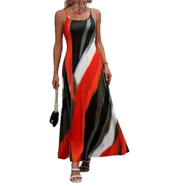 Damer Maxi-klänning med elegant zigzag-mönster och smala band Mirla-Eva Jonsson