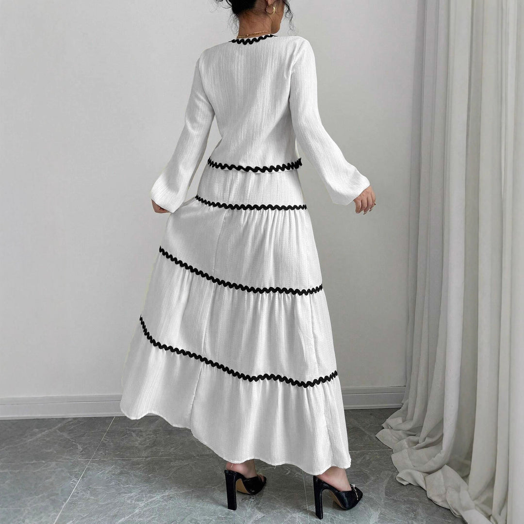 Damer Maxi-klänning med lekfull snörning och elegant volangbotten Eva Jonsson-Eva Jonsson