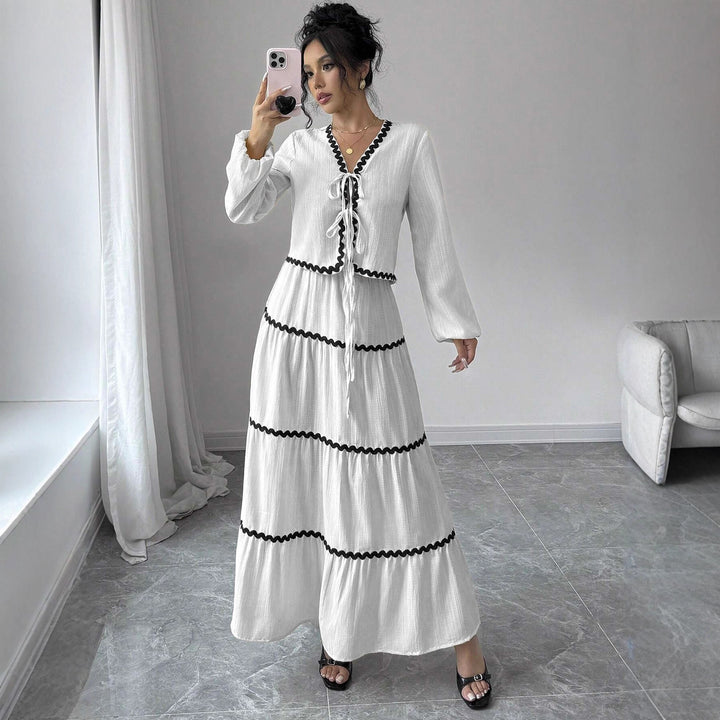 Damer Maxi-klänning med lekfull snörning och elegant volangbotten Eva Jonsson-Eva Jonsson