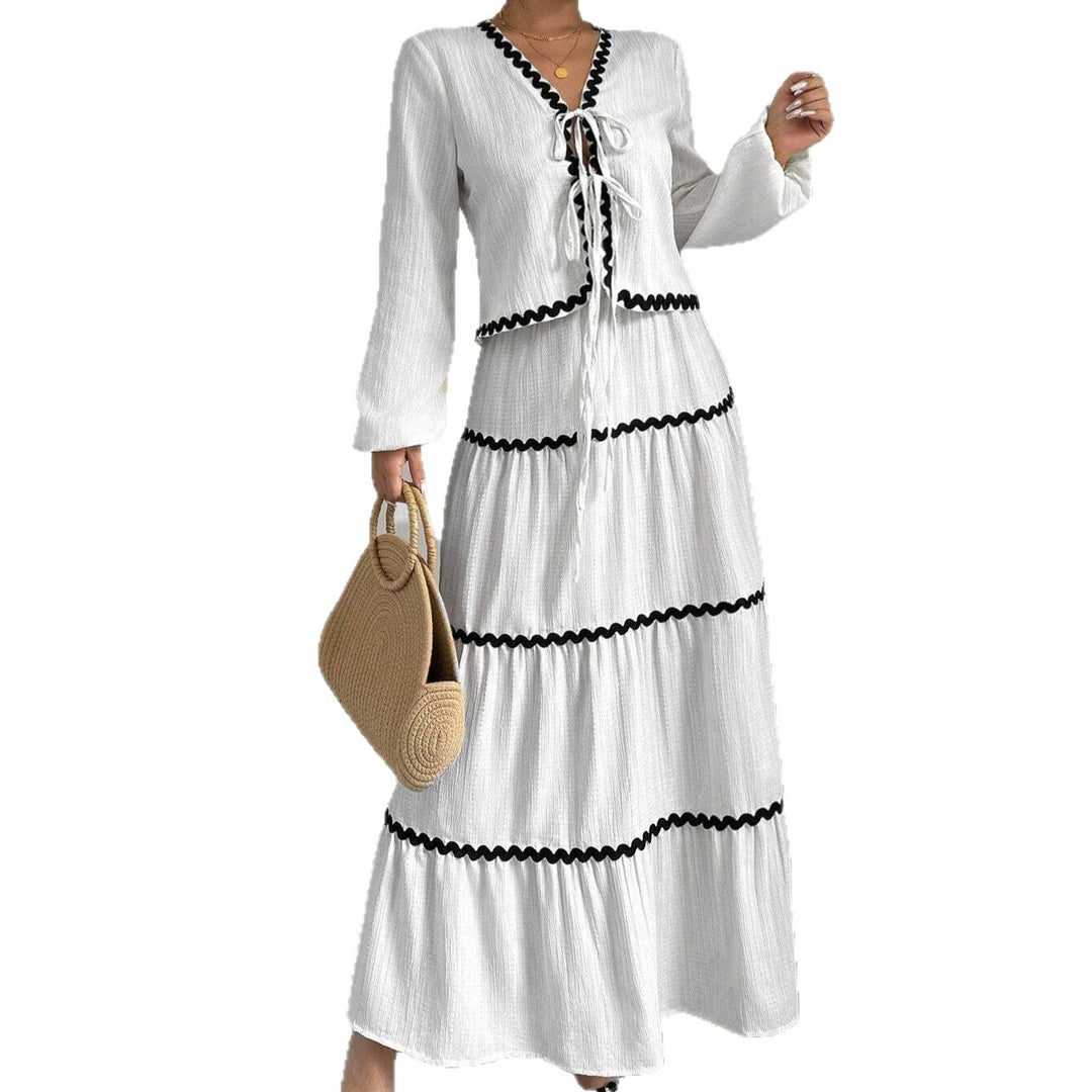 Damer Maxi-klänning med lekfull snörning och elegant volangbotten Eva Jonsson-Eva Jonsson