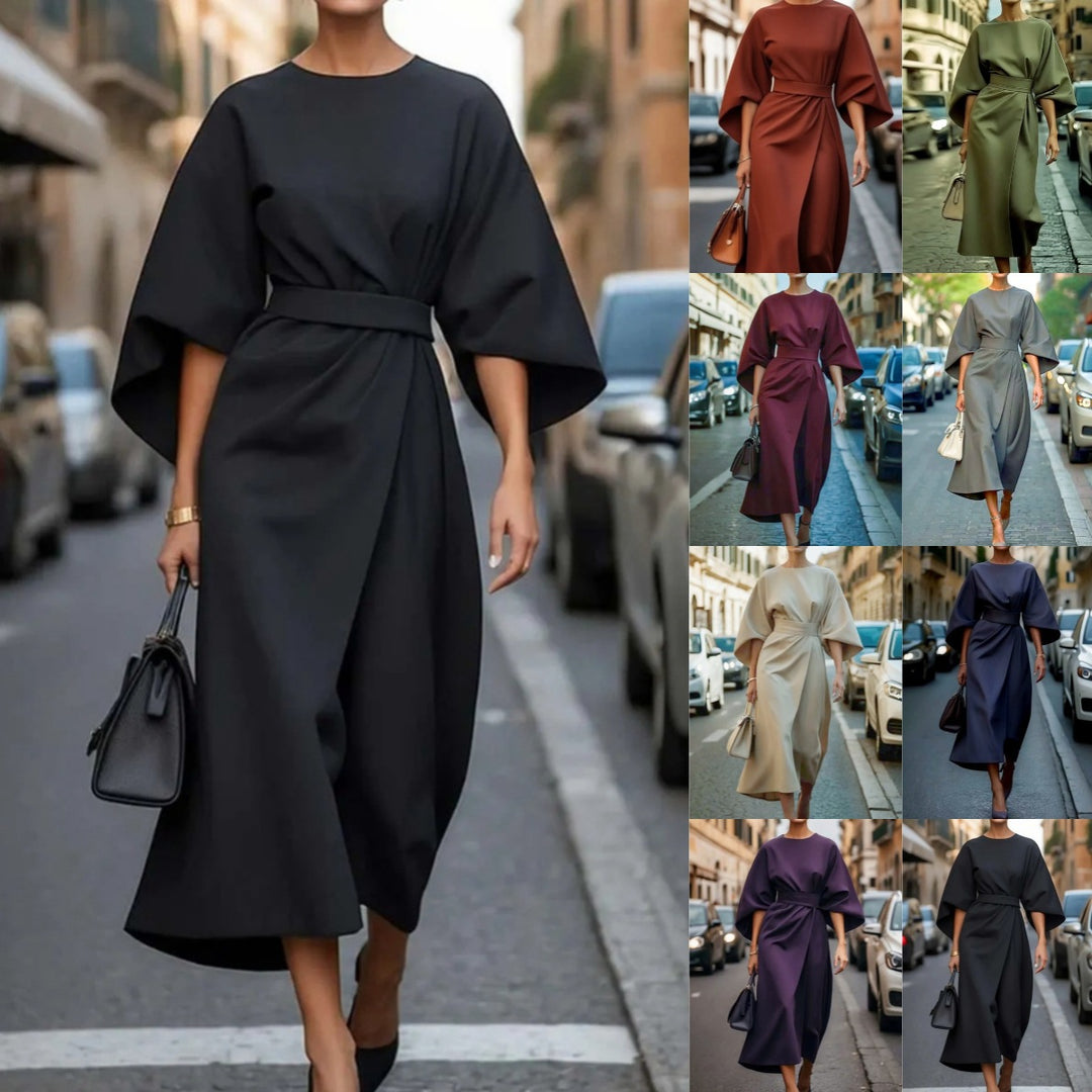 Damer Maxi-klänning med voluminösa ärmar och elegant bälte Mirla-Eva Jonsson