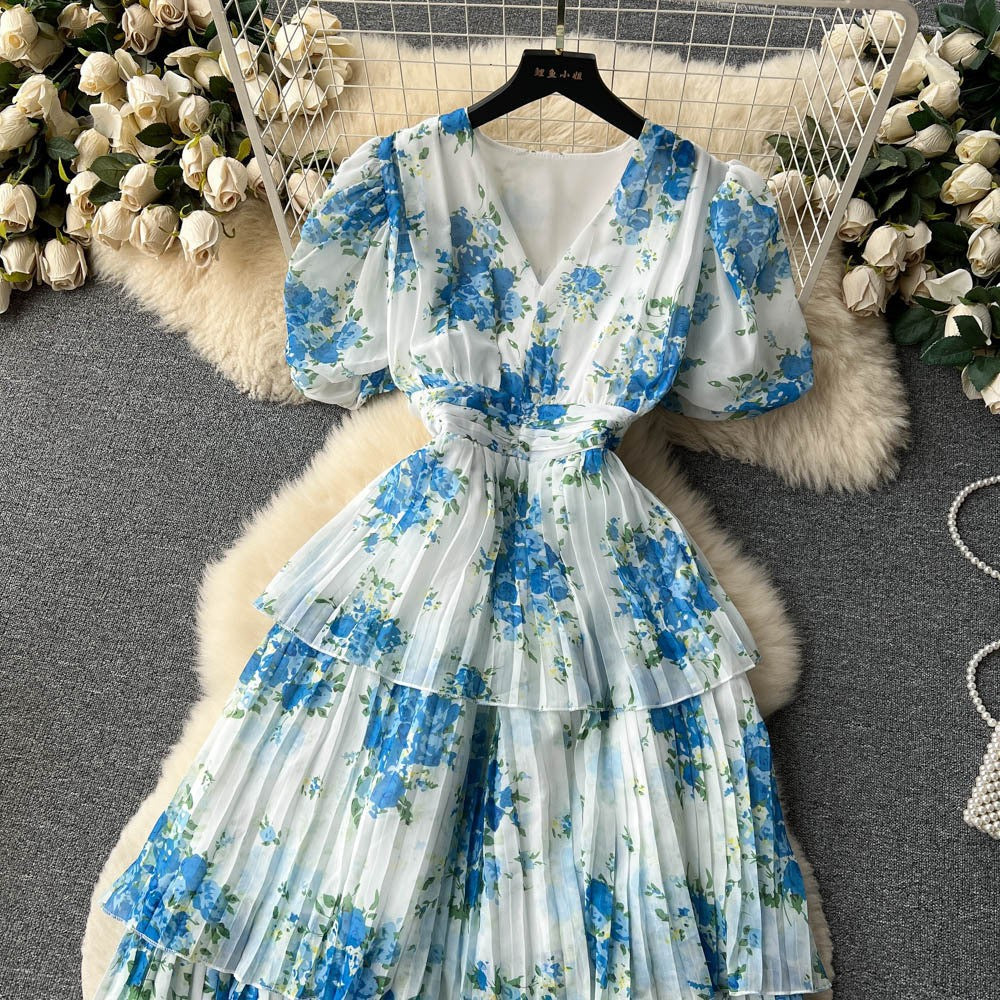 Damer Maxi-klänning med voluminösa volangdetaljer och blommigt mönster Eva Jonsson-Eva Jonsson