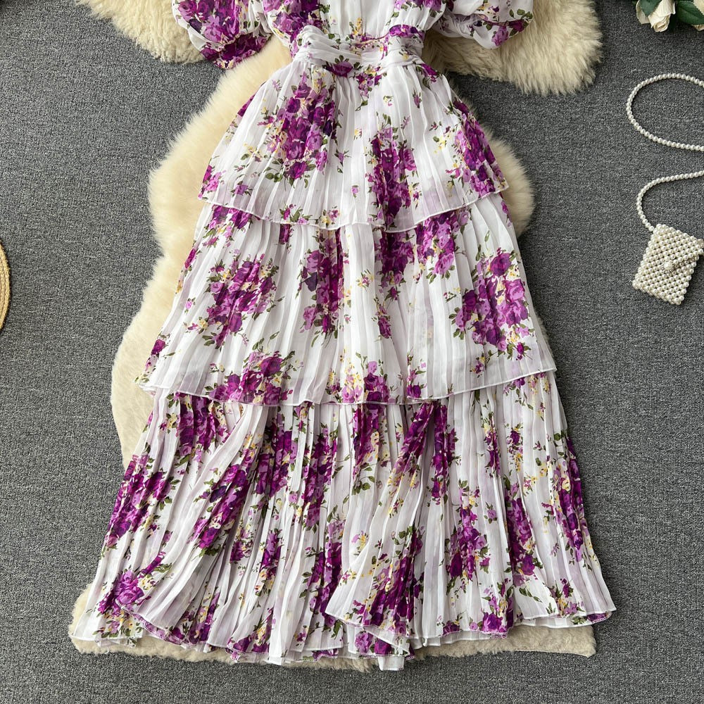 Damer Maxi-klänning med voluminösa volangdetaljer och blommigt mönster Eva Jonsson-Eva Jonsson