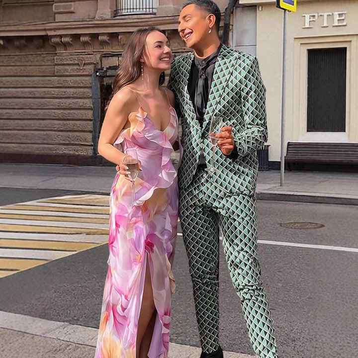 Damer Maxiklänning med blommönster och raffinerade volangdetaljer Eva Jonsson-Eva Jonsson