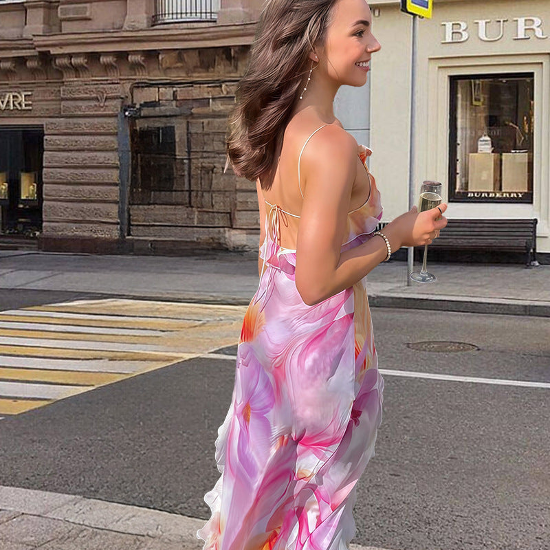 Damer Maxiklänning med blommönster och raffinerade volangdetaljer Eva Jonsson-Eva Jonsson