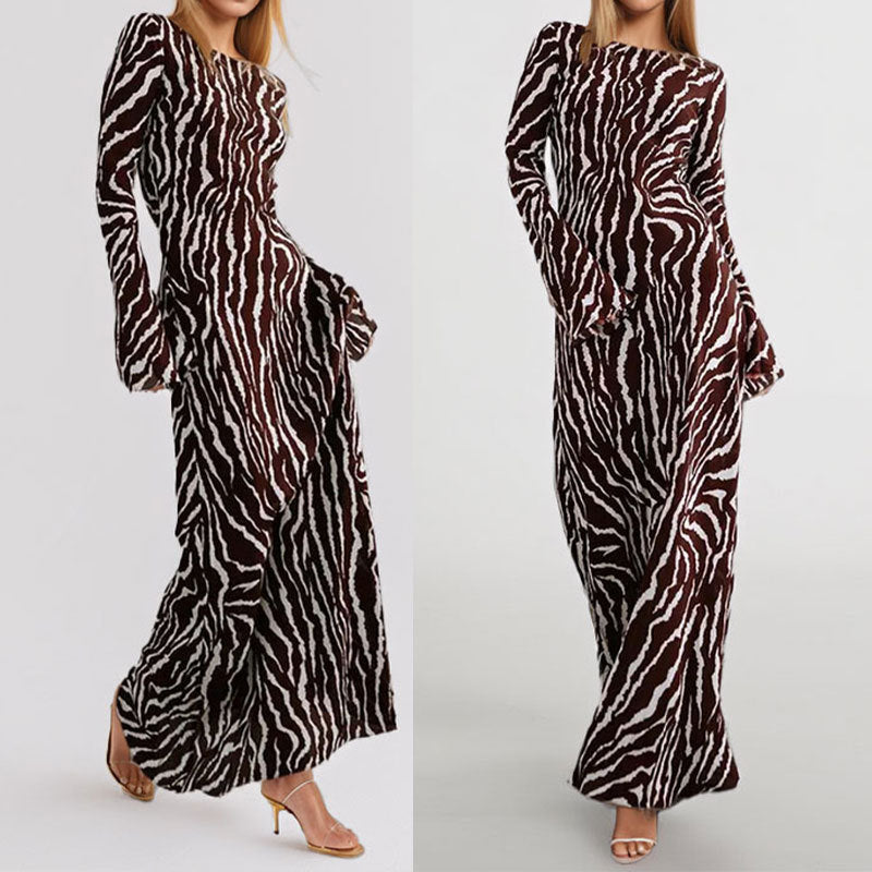 Damer Maxiklänning med en modern zebraprint och asymmetrisk skärning Mirla-Eva Jonsson