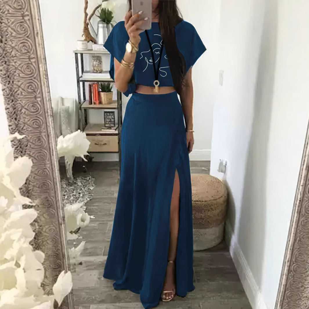 Damer Maxiklänning med figurnära crop-top och hög slits Mirla-Eva Jonsson
