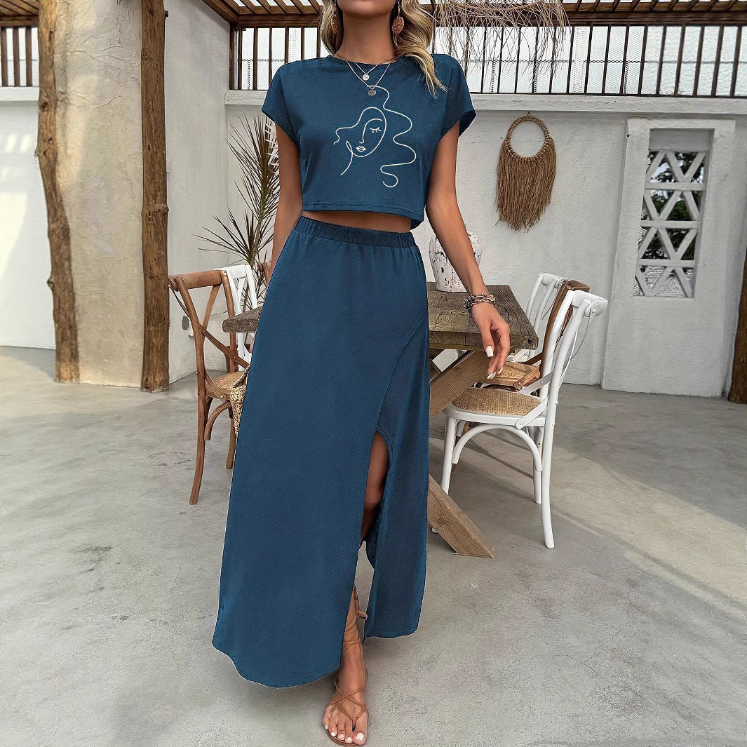 Damer Maxiklänning med figurnära crop-top och hög slits Mirla-Eva Jonsson