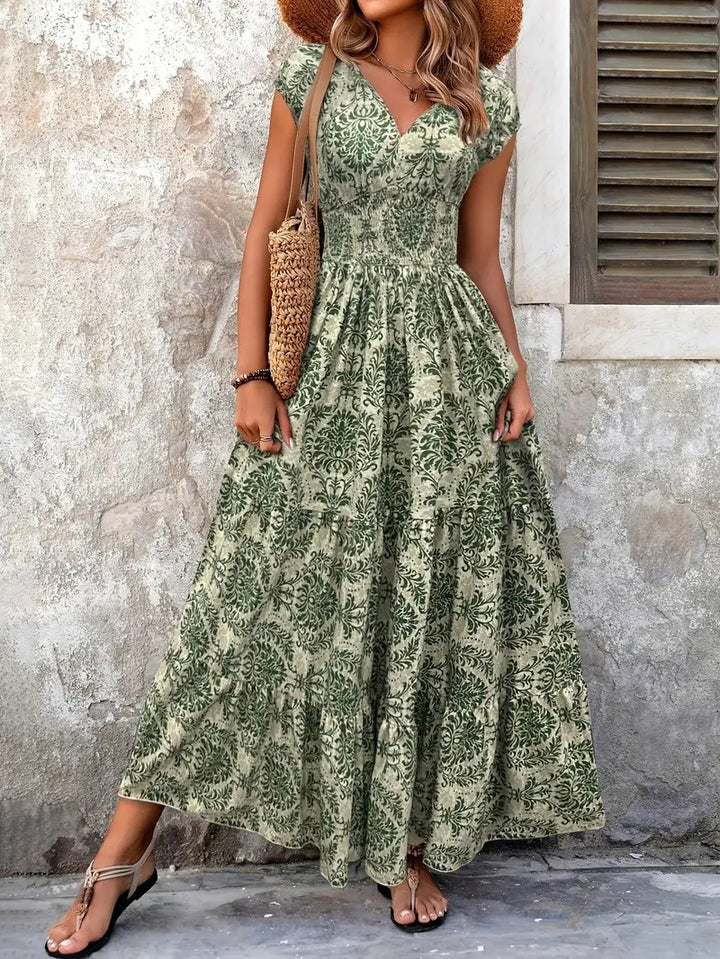 Damer Maxiklänning med romantiskt vintage-mönster och flödande snitt Mirla-Eva Jonsson