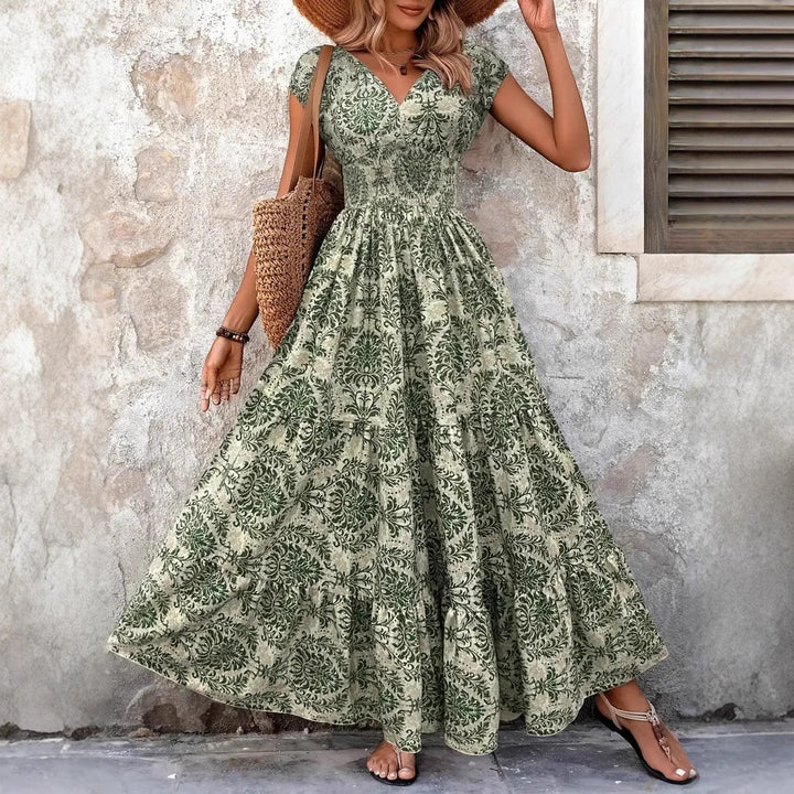 Damer Maxiklänning med romantiskt vintage-mönster och flödande snitt Mirla-Eva Jonsson