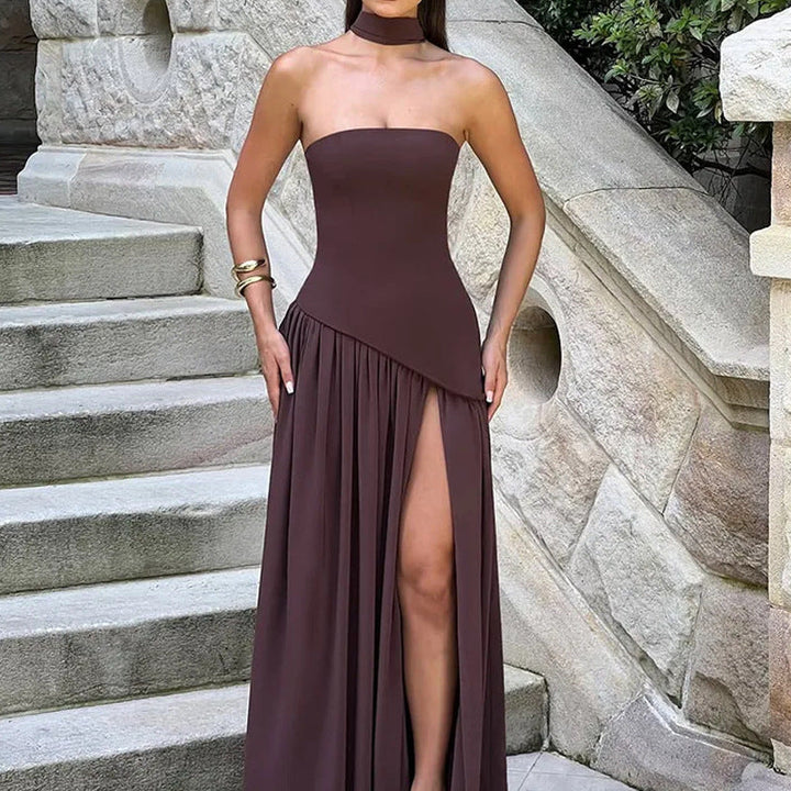 Damer Maxiklänning med strapless överdel och hög slits Mirla-Eva Jonsson