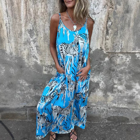 Damer Maxiklänning med unikt djurmönster och justerbara axelband Mirla-Eva Jonsson