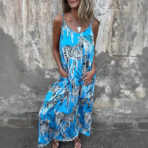 Damer Maxiklänning med unikt djurmönster och justerbara axelband Mirla-Eva Jonsson