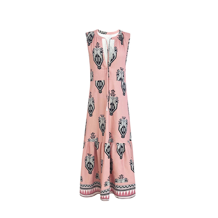 Damer Maxikleid med elegant blommönster och djup V-ringning Mirla-Eva Jonsson