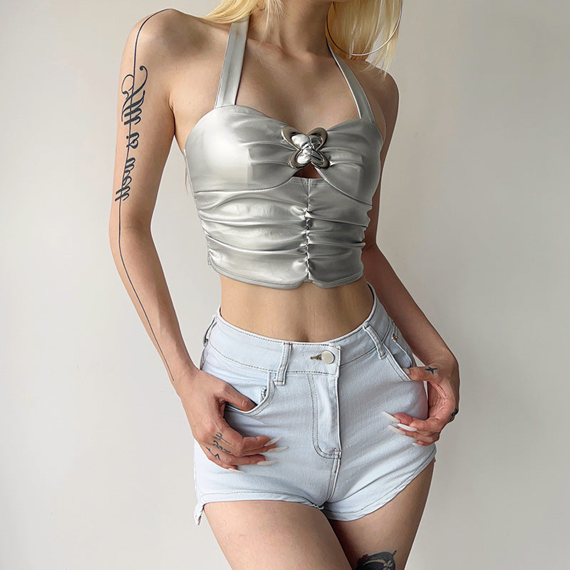 Damer Metallic Crop Top Mirla-Eva Jonsson