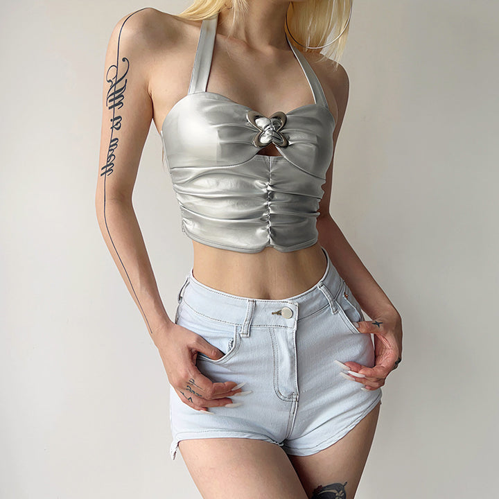 Damer Metallic Crop Top Mirla-Eva Jonsson