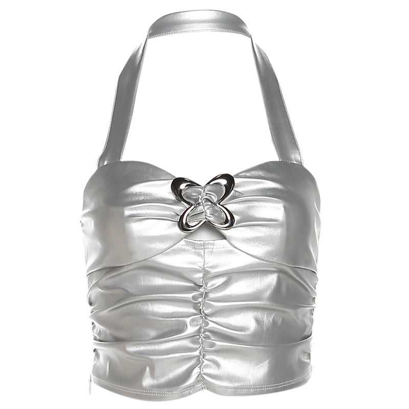 Damer Metallic Crop Top Mirla-Eva Jonsson