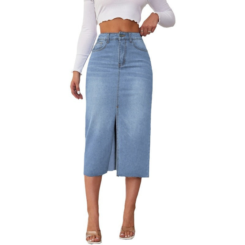 Damer Midi Jeanskjol med Sidospalt Mirla-Eva Jonsson