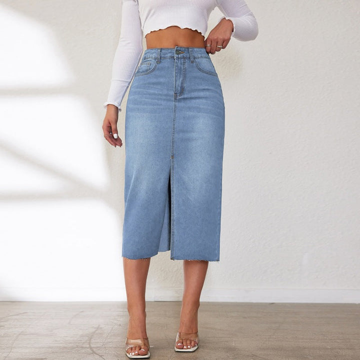 Damer Midi Jeanskjol med Sidospalt Mirla-Eva Jonsson