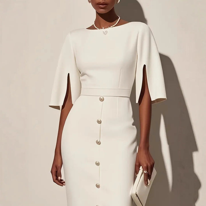 Damer Midi-klänning med eleganta ärmhål och knapppaket Mirla-Eva Jonsson